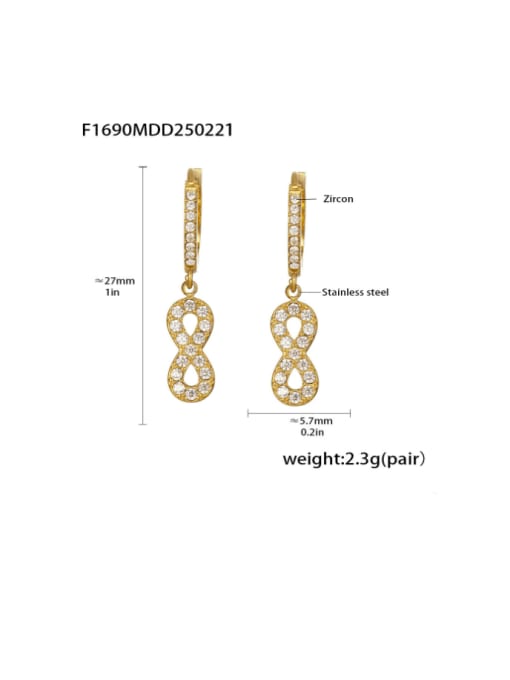 F1690 Golden Earrings Stainless steel Cubic Zirconia Moon Minimalist Huggie Earring