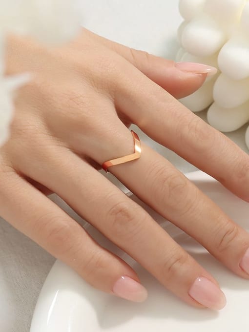 A layer of rose gold Titanium Steel Geometric Minimalist Stackable Ring