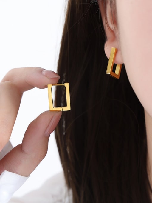 F254 Gold Medium Earrings Titanium Steel Geometric Minimalist Huggie Earring