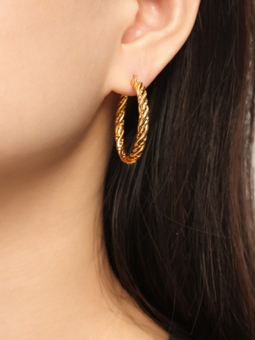 F1420 Gold Earrings Titanium Steel Geometric Minimalist Hoop Earring