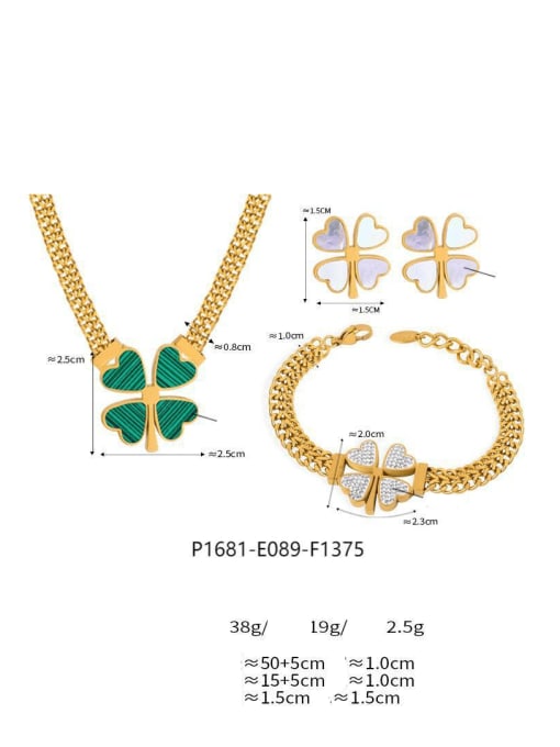 MAKA Titanium Steel Enamel Minimalist Clover  Earring Bracelet and Necklace Set 2
