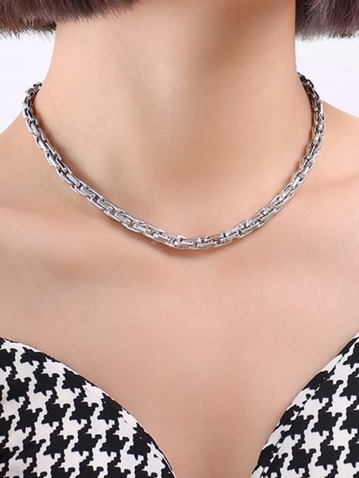 P064 Steel Necklace 40 +5cm Titanium Steel Geometric Vintage Necklace