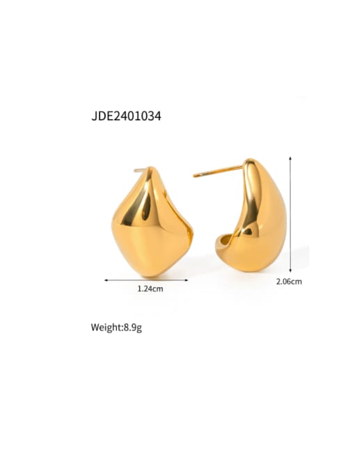 JDE2401034 gold Stainless steel Irregular Hip Hop Stud Earring