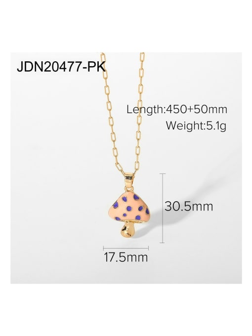 JDN20477 PK Stainless steel Enamel Mushroom Cute Necklace