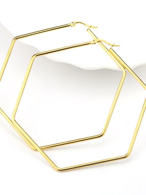 Hexagonal gold Titanium Steel Geometric Minimalist Huggie Earring