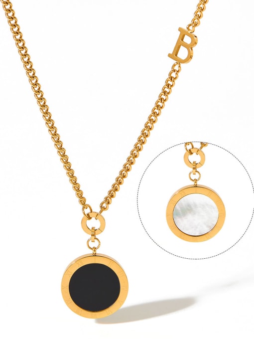 Clioro Stainless steel Shell Round Trend Necklace 1