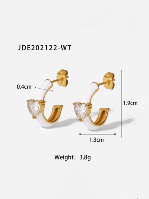 J&D Stainless steel Cubic Zirconia Enamel Geometric Minimalist Stud Earring 3