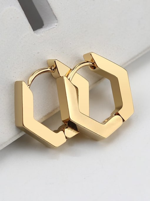 Hexagonal gold one 16mm Stainless steel Geometric Minimalist Single Earring(Single-Only One)