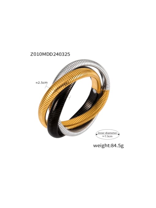 Z0 10 Large Gold+Black +Steel Titanium Steel Irregular Minimalist Band Bangle