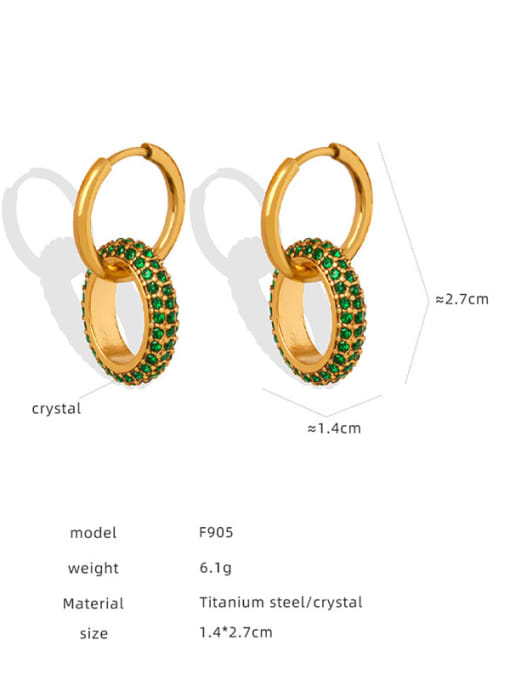F905 Green Water Diamond Gold Earrings Titanium Steel Freshwater Pearl Geometric Trend Stud Earring