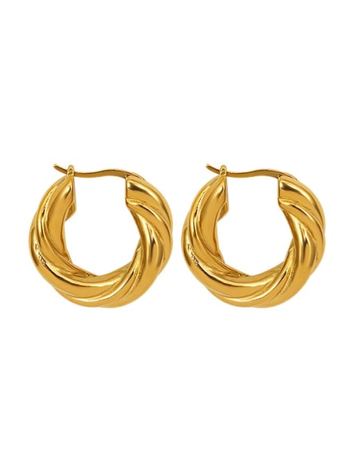 Twist gold Titanium 316L Stainless Steel Geometric Vintage Stud Earring with e-coated waterproof