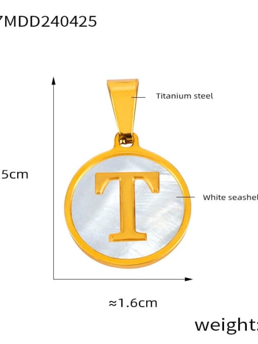 D77 Golden Letter T Pendant Titanium Steel Shell Minimalist Letter  Pendant