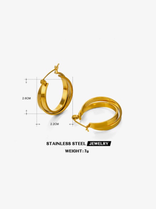 Gold round earrings Stainless steel Geometric Hip Hop Huggie Earring