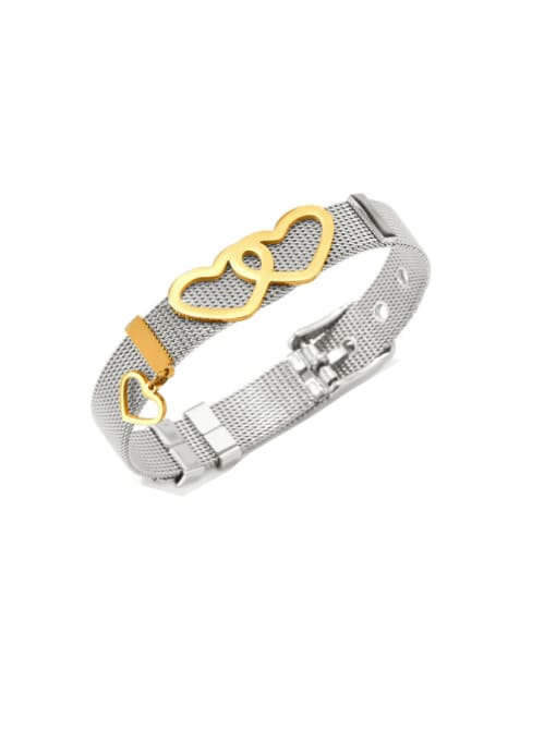 PAS795 Platinum Mesh Stainless Steel Couple Bracelet Watch Love Bracelet