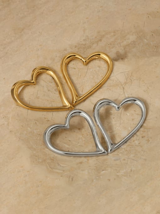 Clioro Stainless steel Hollow  Heart Hip Hop Stud Earring