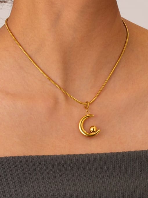 J&D Stainless steel Moon Hip Hop Necklace 2