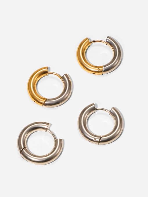 J&D Stainless steel Round Vintage Huggie Earring