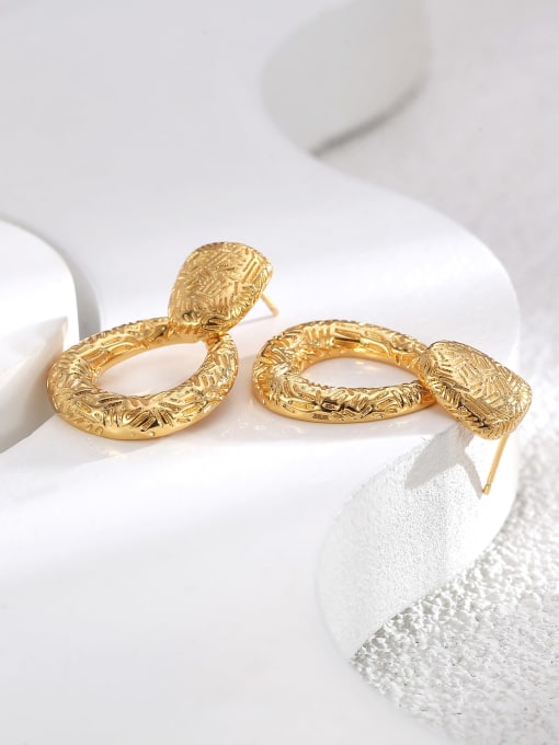 H01597 Gold Brass Geometric Trend Drop Earring