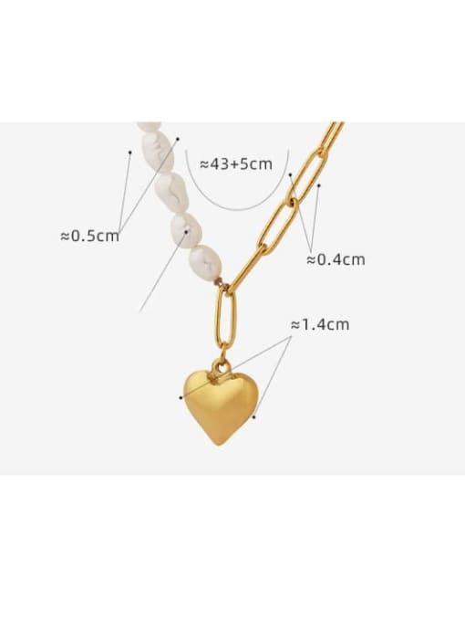 MAKA Titanium Steel Freshwater Pearl Heart Trend Cuban Necklace 2
