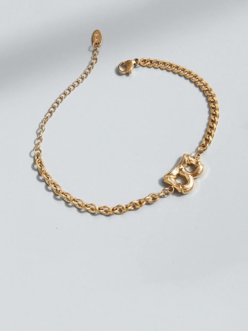 Gold bracelet 16.5cm Titanium 316L Stainless Steel Geometric Chain Vintage Link Bracelet with e-coated waterproof