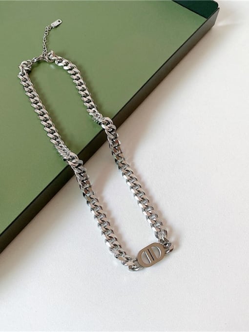 O220 Double D Necklace Steel Titanium Steel Trend Letter Bracelet and Necklace Set
