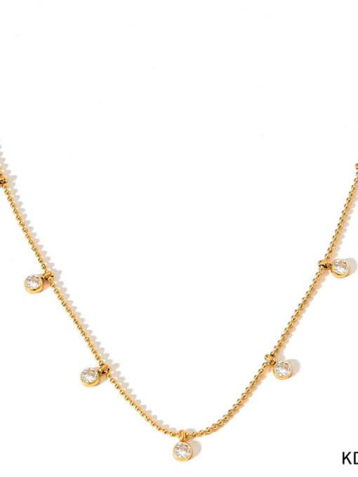 KDD140 Gold Stainless steel Cubic Zirconia Geometric Hip Hop Multi Strand Necklace