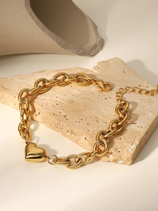 J&D Stainless steel Heart Vintage Hollow Chain Link Bracelet 1