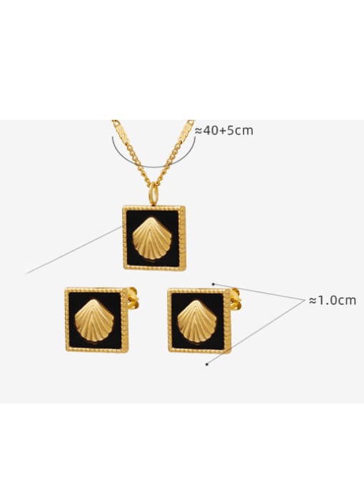 MAKA Titanium Steel Acrylic Vintage Square Earring and Necklace Set 3