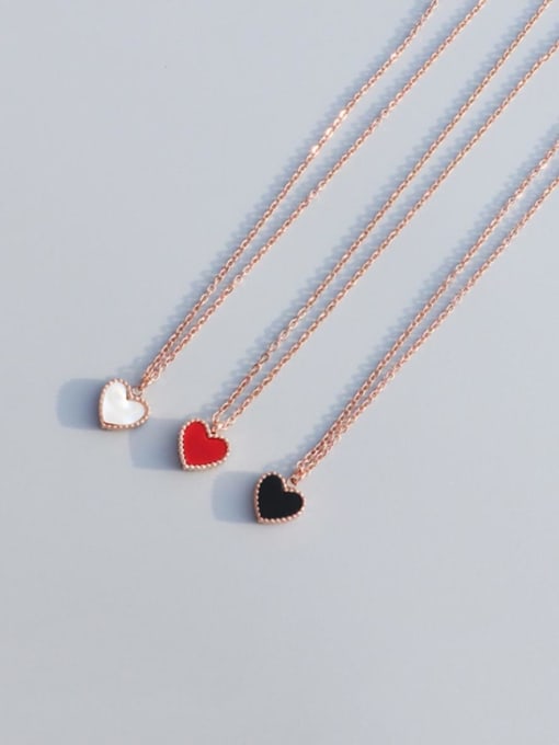MAKA Titanium 316L Stainless Steel Enamel Heart Minimalist Necklace with e-coated waterproof 3