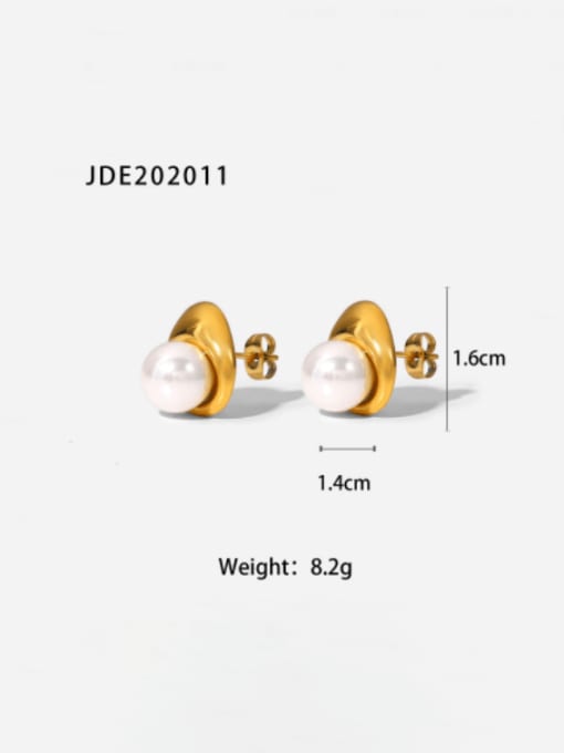 JDE202011 Stainless steel Imitation Pearl Geometric Minimalist Drop Earring