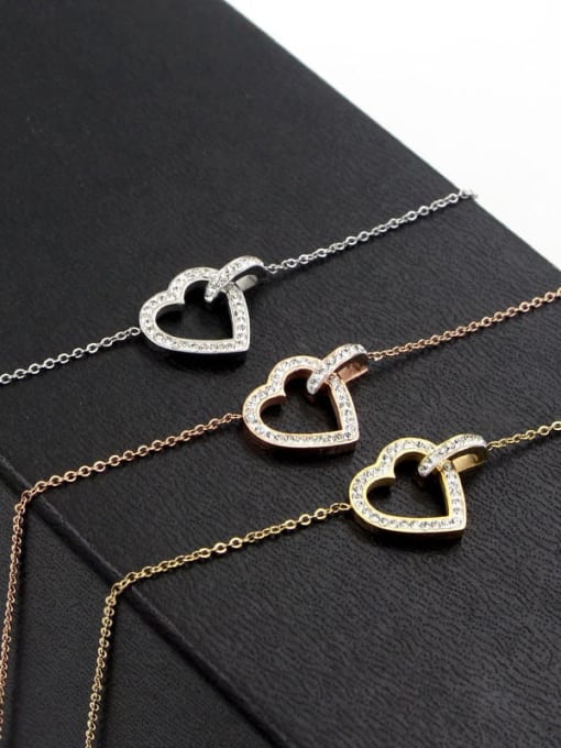 K.Love Titanium Steel Rhinestone Heart Minimalist Necklace 0