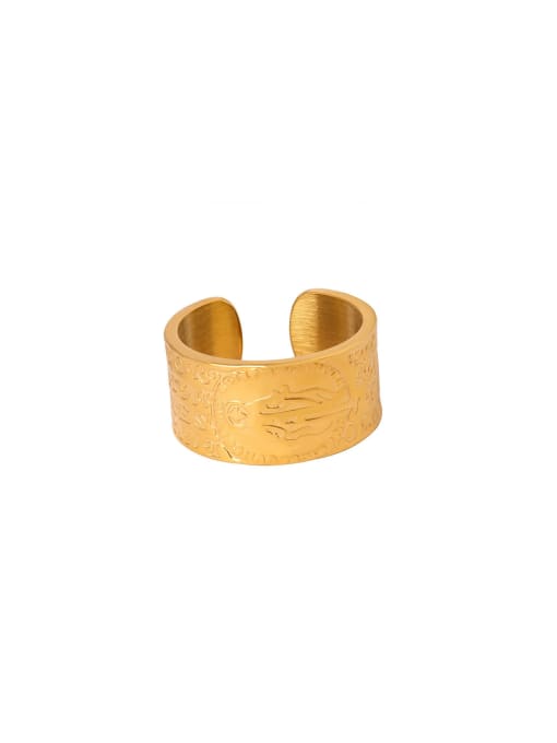 MAKA Titanium Steel Geometric Trend Band Ring 0