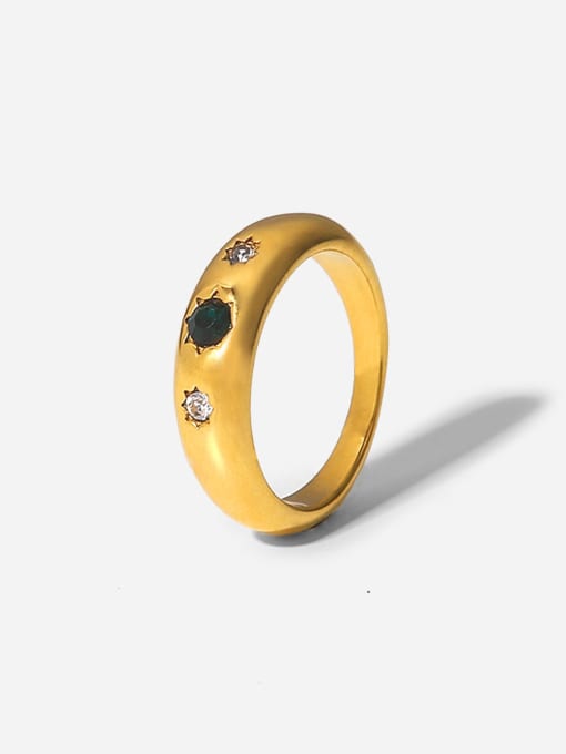 JDR201793 Stainless steel Rhinestone Geometric Minimalist Band Ring