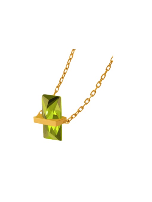 P267 gold necklace 40 +5cm Titanium Steel Cubic Zirconia Geometric Minimalist Necklace