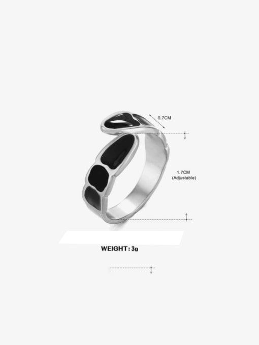 Gold Ring Black Stainless steel Enamel Irregular Hip Hop Band Ring