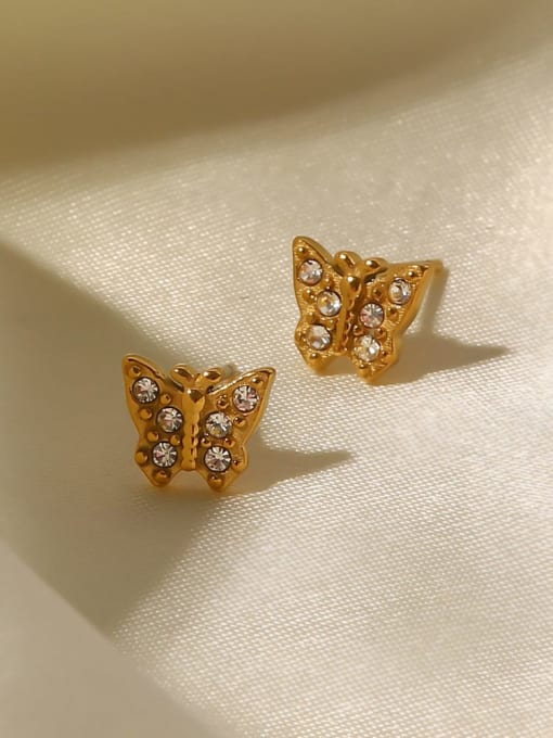 J&D Stainless steel Cubic Zirconia Butterfly Vintage Stud Earring
