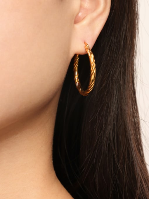 F1418 Gold Earrings Titanium Steel Geometric Minimalist Hoop Earring