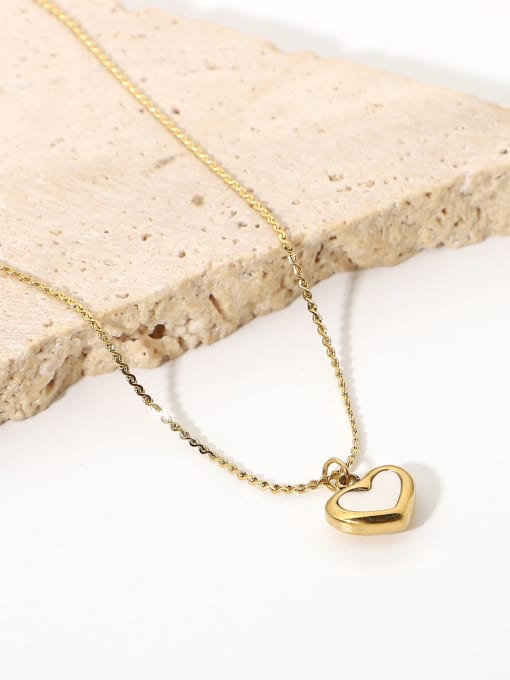 J&D Stainless steel Shell White Heart Trend Necklace 3