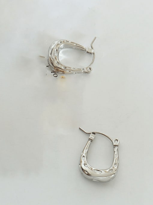 F041 Gold Earrings Titanium Steel Geometric Vintage U Shape Huggie Earring