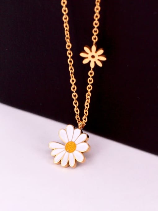 K.Love Titanium Enamel Flower Minimalist Necklace 4