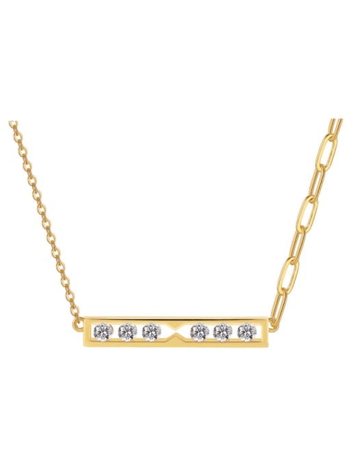 H01049 gold Brass Rhinestone Geometric Minimalist Necklace