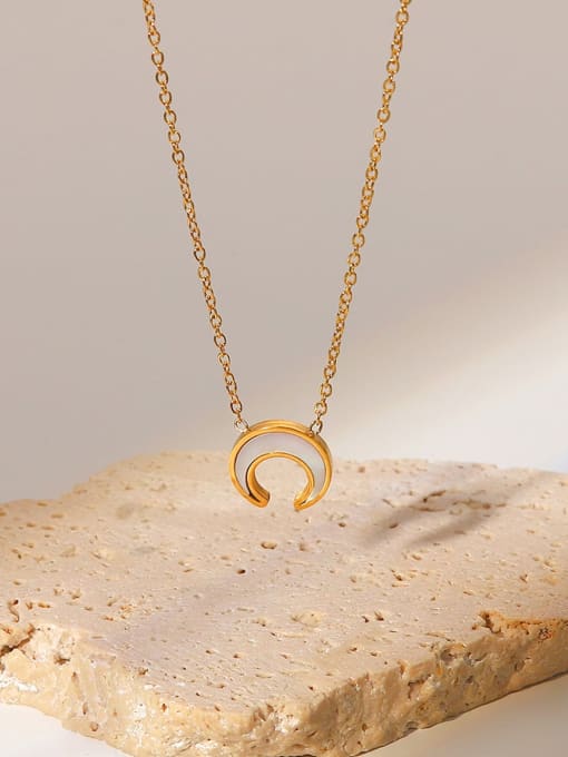 J&D Stainless steel Shell Moon Minimalist Necklace