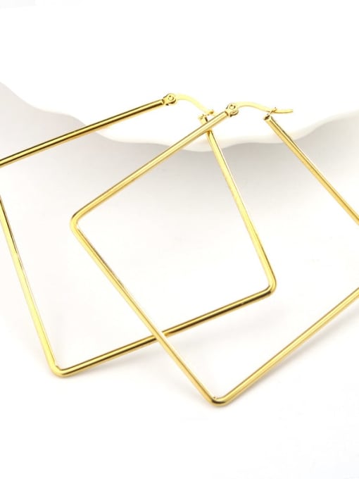 Large square gold Titanium Steel Geometric Minimalist Huggie Earring