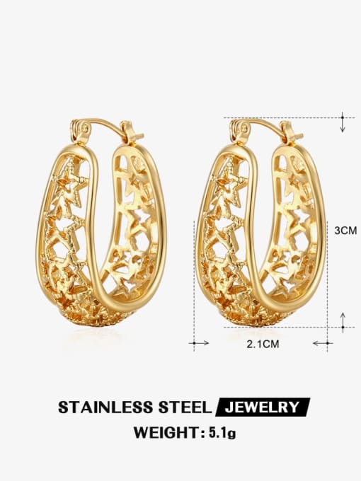 Gold ZN428G Stainless steel Geometric Hip Hop Stud Earring