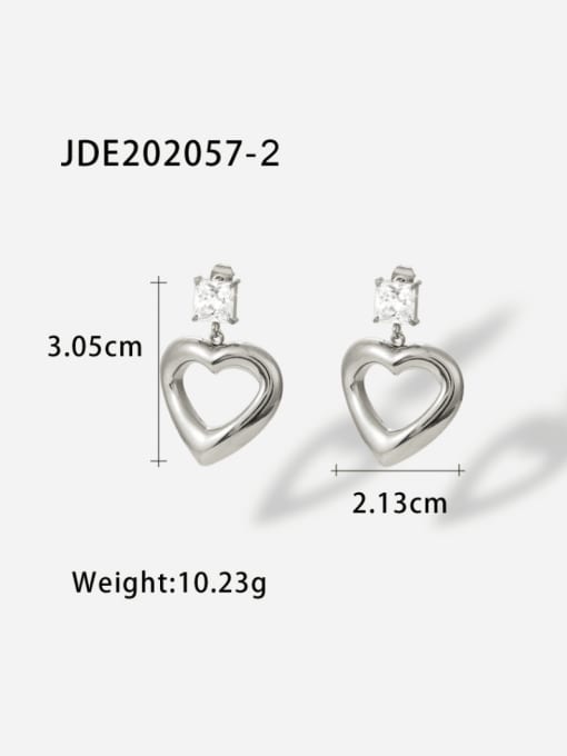 J&D Stainless steel Cubic Zirconia Heart Vintage Drop Earring 3