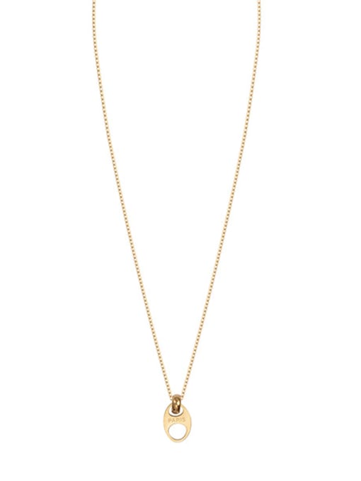 Gold Fine Can Button Shaped Short Necklace