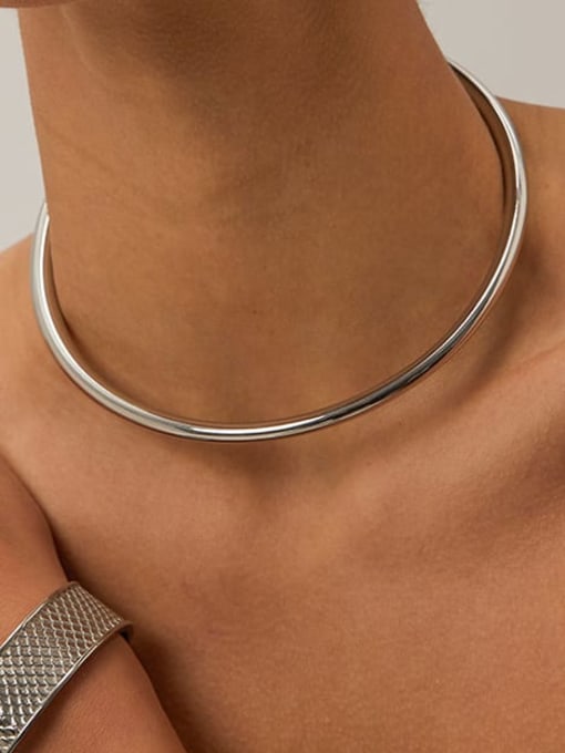 J&D Stainless steel Minimalist Line Choker Necklace 2