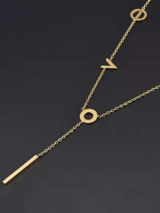 K gold Titanium Steel Tassel Minimalist Lariat Necklace