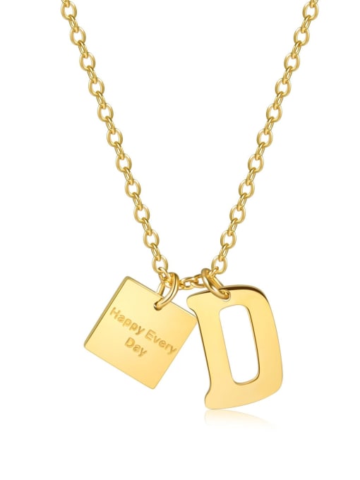 SN21040612G Stainless steel Square Minimalist Letter Pendant Necklace