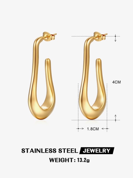 Gold ZN437 Stainless steel Geometric Hip Hop Stud Earring